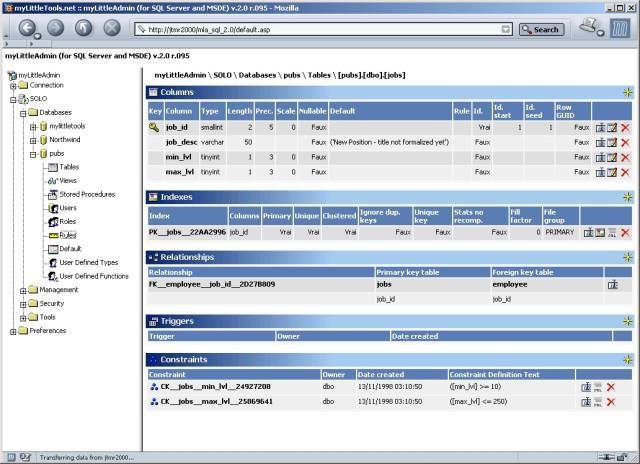 Free Lite myLittleAdmin Screenshot